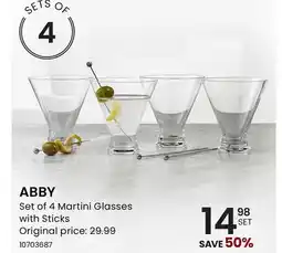 Stokes ABBY Set of 4 Martini Glasses with Sticks offer