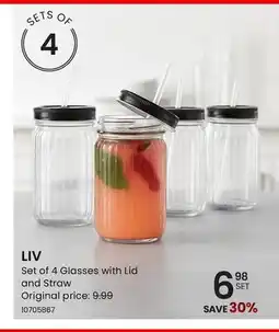 Stokes LIV Set of 4 Glasses with Lid and Straw offer