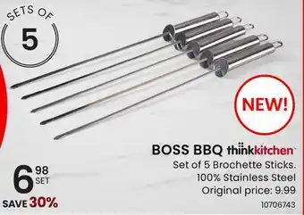 Stokes BOSS BBQ Set of 5 Brochette Sticks offer
