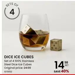 Stokes DICE ICE CUBES Set of 4 100% Stainless Steel Dice Ice Cubes offer