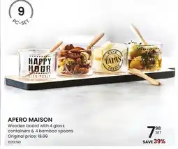 Stokes APERO MAISON Wooden board with 4 containers & 4 bamboo spoons offer