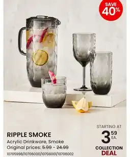 Stokes RIPPLE SMOKE Acrylic Drinkware offer