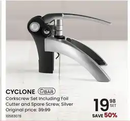 Stokes monsieur BAR CYCLONE Corkscrew Set Including Foil Cutter and Spare Screw offer