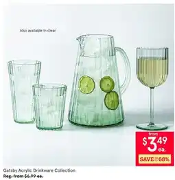 Kitchen Stuff Plus Gatsby Acrylic Drinkware Collection offer