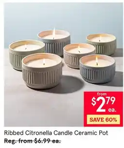 Kitchen Stuff Plus Ribbed Citronella Candle Ceramic Pot offer