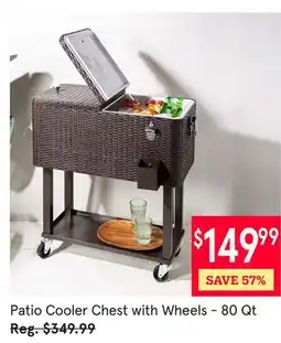 Kitchen Stuff Plus 4 PC. SET Patio Cooler Chest with Wheels-80 Qt offer