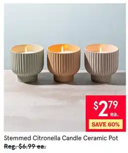 Kitchen Stuff Plus 2 PC. SET Stemmed Citronella Candle Ceramic Pot offer