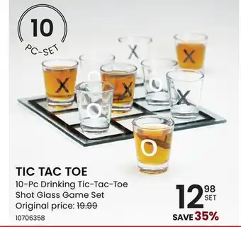 Stokes TIC TAC TOE 10-Pc Drinking Tic-Tac-Toe Shot Glass Game Set offer