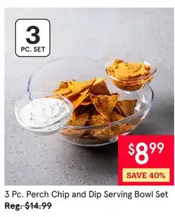 Kitchen Stuff Plus 3 Pc. Perch Chip and Dip Serving Bowl Set offer