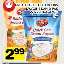 Supermarché PA GRUAU RAPIDE OU FLOCONS D'AVOINE DAN-D-PAK | Quick or Rolled Oats offer