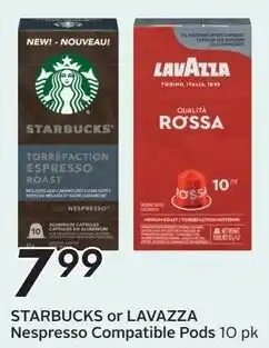 Sobeys Starbucks or lavazza nespresso compatible pods offer
