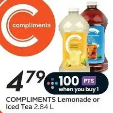 Sobeys Compliments lemonade or iced tea offer