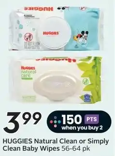 Sobeys Huggies natural clean or simply clean baby wipes offer