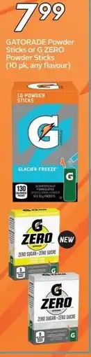 Sobeys Gatorade powder sticks or g zero powder sticks offer