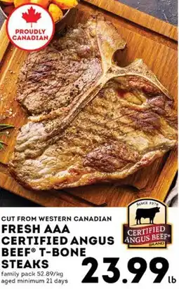 Market Place IGA Fresh AAA certified angus angus beef t-bone steaks offer