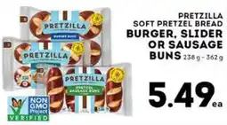 Market Place IGA Pretzilla soft pretzel bread burger, slider or sausage buns offer