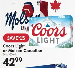 Sobeys Coors light or molson canadian offer