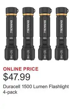 Costco Duracell 1500 Lumen Flashlight 4-pack offer