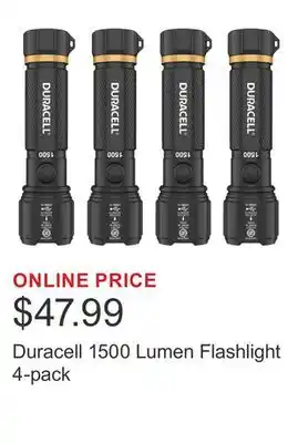 Costco Duracell 1500 Lumen Flashlight 4-pack offer