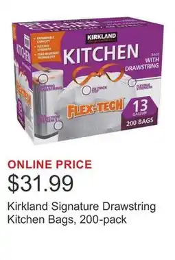 Costco Kirkland Signature Drawstring Kitchen Bags, 200-pack offer
