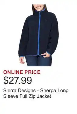 Costco Sierra Designs - Sherpa Long Sleeve Full Zip Jacket offer