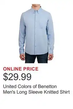 Costco United Colors of Benetton Men's Long Sleeve Knitted Shirt offer