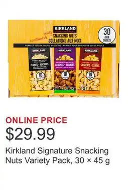Costco Kirkland Signature Snacking Nuts Variety Pack, 30 × 45 g offer