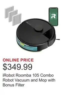 Costco iRobot Roomba 105 Combo Robot Vacuum and Mop with Bonus Filter offer