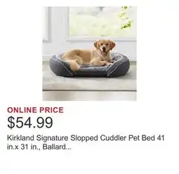 Costco Kirkland Signature Slopped Cuddler Pet Bed 41 in.x 31 in., Ballard Dark Grey offer
