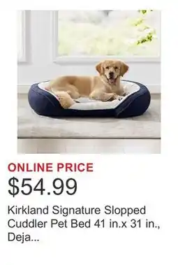 Costco Kirkland Signature Slopped Cuddler Pet Bed 41 in.x 31 in., Deja Dark Blue offer