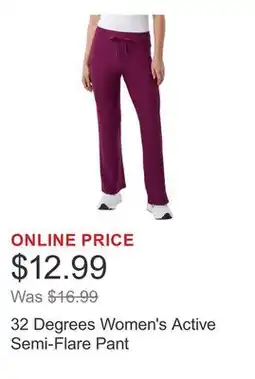 Costco 32 Degrees Women's Active Semi-Flare Pant offer
