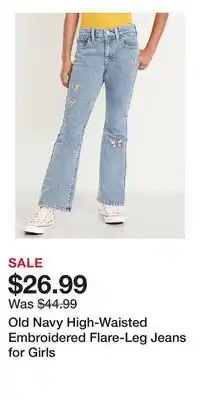 Old Navy Old Navy High-Waisted Embroidered Flare-Leg Jeans for Girls offer