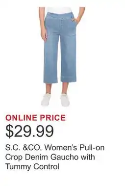 Costco S.C. &CO. Women's Pull-on Crop Denim Gaucho with Tummy Control offer