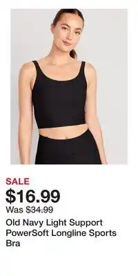 Old Navy Old Navy Light Support PowerSoft Longline Sports Bra offer