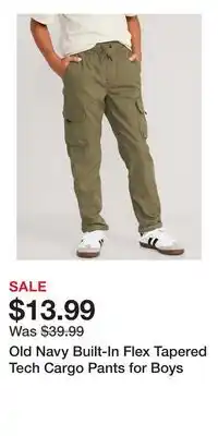 Old Navy Old Navy Built-In Flex Tapered Tech Cargo Pants for Boys offer