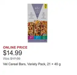 Costco Vel Cereal Bars, Variety Pack, 21 × 40 g offer