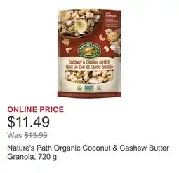 Costco Nature's Path Organic Coconut & Cashew Butter Granola, 720 g offer