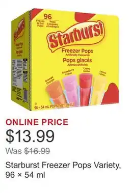 Costco Starburst Freezer Pops Variety, 96 × 54 ml offer