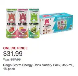 Costco Reign Storm Energy Drink Variety Pack, 355 mL, 18-pack offer