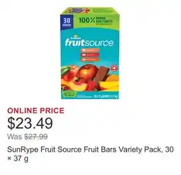 Costco SunRype Fruit Source Fruit Bars Variety Pack, 30 × 37 g offer