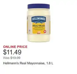 Costco Hellmann's Real Mayonnaise, 1.8 L offer