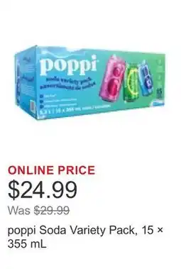 Costco poppi Soda Variety Pack, 15 × 355 mL offer