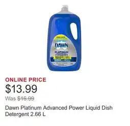 Costco Dawn Platinum Advanced Power Liquid Dish Detergent 2.66 L offer