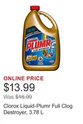 Costco Clorox Liquid-Plumr Full Clog Destroyer, 3.78 L offer