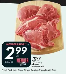 Sobeys Fresh pork loin rib or sirloin combo chops family size offer