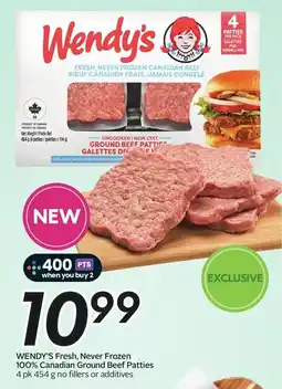 Sobeys Wendy's fresh, never frozen 100% canadian ground beef patties offer