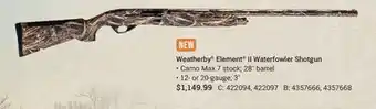 Cabela's Weatherby Element II Waterfowler Shotgun offer