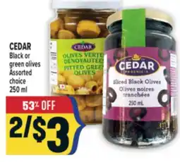 Marché Adonis CEDAR Black or green olives offer