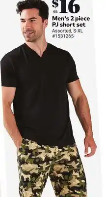 Giant Tiger Men's 2 piece PJ short set offer