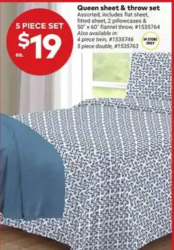 Giant Tiger Queen sheet & throw set offer